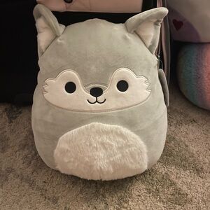 Squishmallows Gray and White Fox Plush